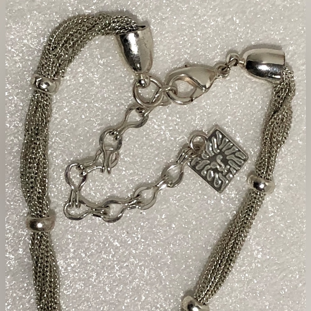Anne Klein Silver Necklace with Delicate Chain and Beaded Accents
